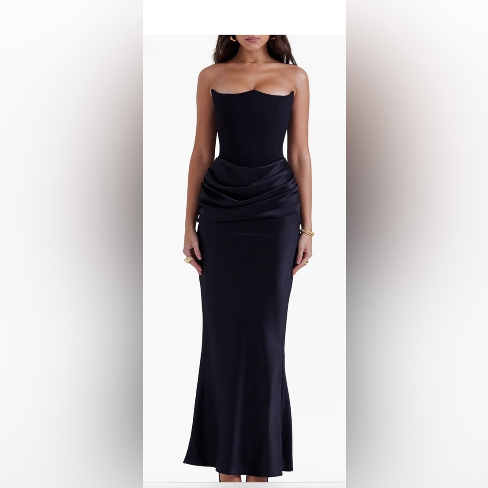 House of CB Persephone Strapless Satin Corset Cocktail Dress